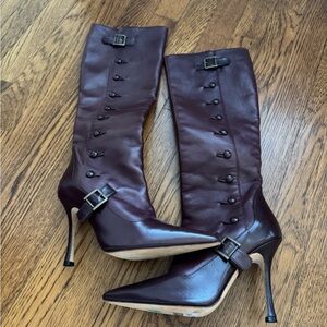 Manolo Blahnik Dark Purple Heeled Boots